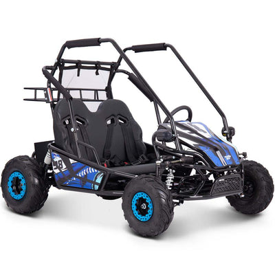 MotoTec Mud Monster XL Kids Electric 60v 2000w Go Kart Full Suspension Blue